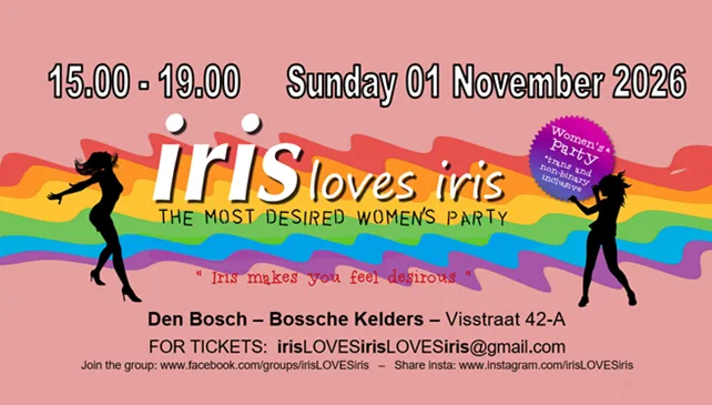 Dansfeest irisLOVESiris op zondagmiddag 01-11-2026 om 15.00 tot 19.00 uur